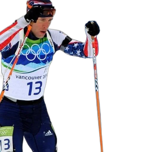 skier, wearing, olympic, uniform, number transparent PNG cut-out