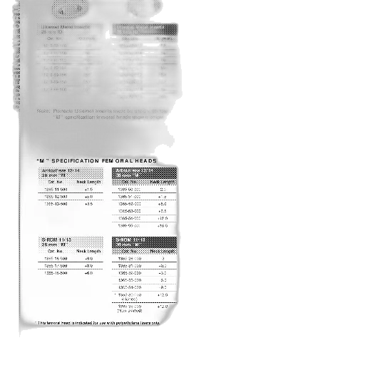 technical, document, page, featuring, specifications, femoral, oral, heads transparent PNG cut-out