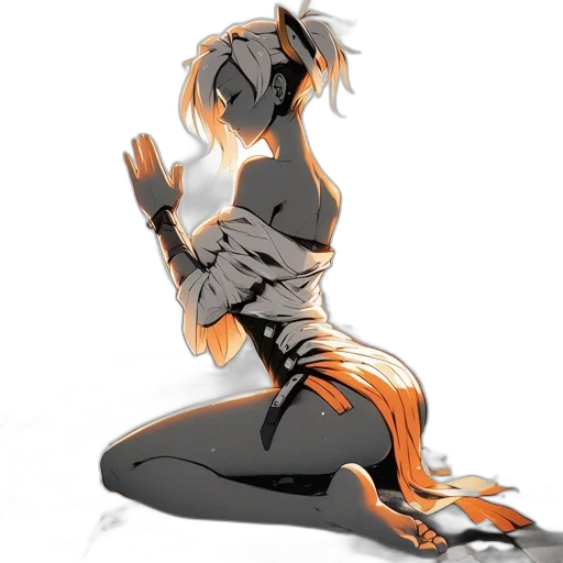 dragon, creature, staff, concept art, anime, fantasy art, cyberpunk, monochrome transparent PNG cut-out