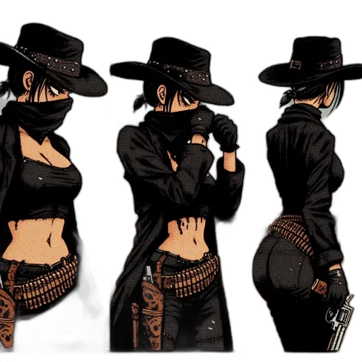 hat, jacket, concept art, comic book art, cartoon, anime, dark, female transparent PNG cut-out