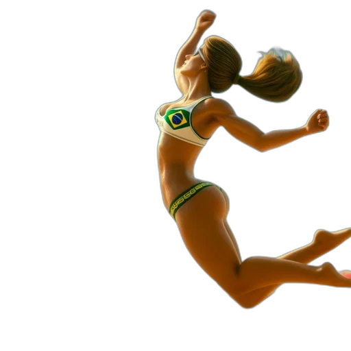 3d render, concept art, photorealistic, fantasy art, green, brazilian, beach, volleyball transparent PNG cut-out