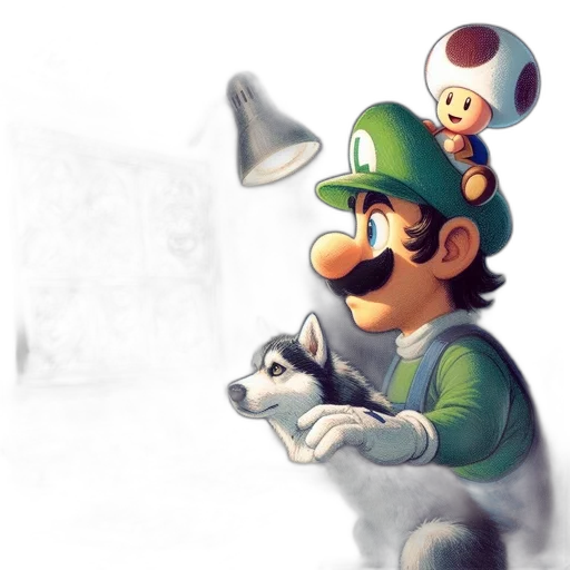 mask, animal, hat, weapon, concept art, watercolor, pixel art, 3d render transparent PNG cut-out