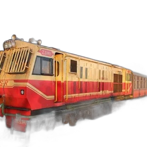 3d render, photorealistic, concept art, oil painting, red, yellow, train, letters transparent PNG cut-out
