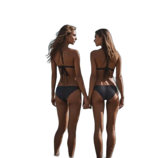 concept art, 3d render, photorealistic, two, women, wear, matching, polka transparent PNG cut-out