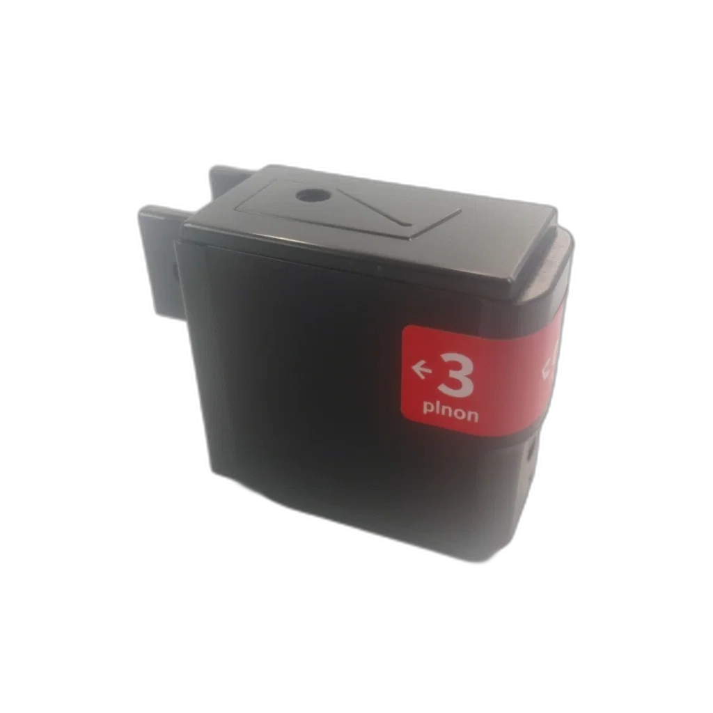 3d render, concept art, black, printer, cartridge, red, label, shown transparent PNG cut-out