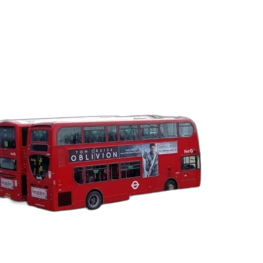 3d render, concept art, photorealistic, red, double, decker, bus, advertisement transparent PNG cut-out