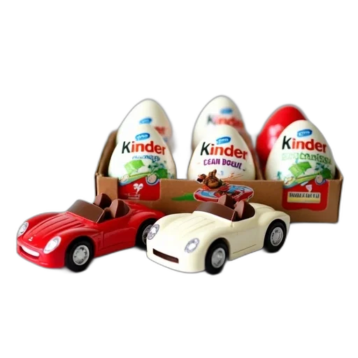 car, 3d render, collection, kinder, chocolate, eggs, various, designs transparent PNG cut-out