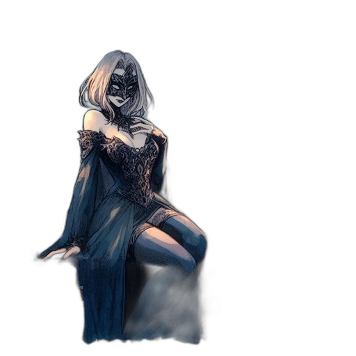 dress, mask, creature, concept art, fantasy art, watercolor, comic book art, fire transparent PNG cut-out
