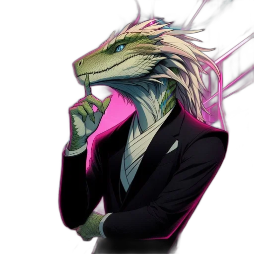 dragon, mask, jacket, creature, vaporwave, cyberpunk, concept art, fantasy art transparent PNG cut-out