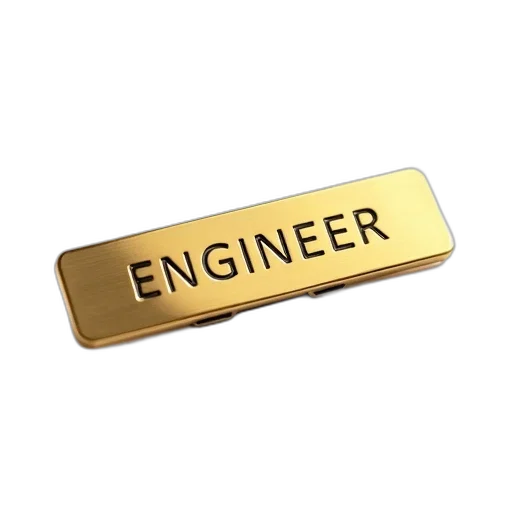 jewelry, staff, 3d render, gold, name, badge, word, engineer transparent PNG cut-out