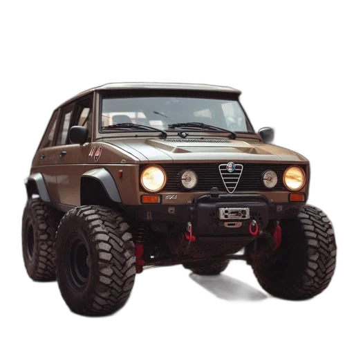 car, 3d render, brown, alfa, romeo, panda, 4x4, off-road transparent PNG cut-out