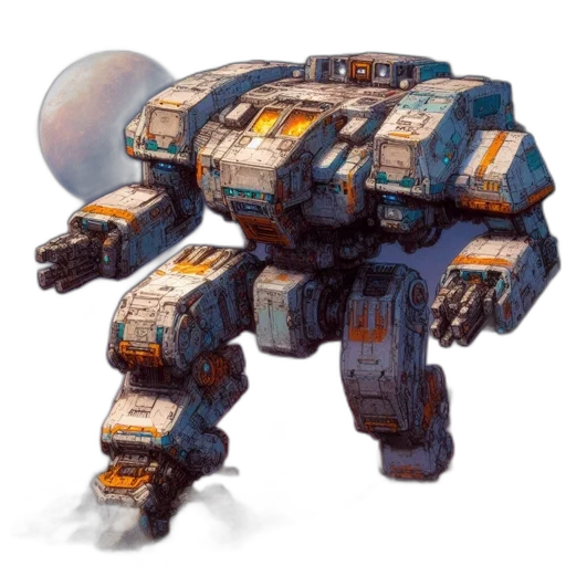 robot, weapon, creature, concept art, 3d render, pixel art, fantasy art, outer space transparent PNG cut-out