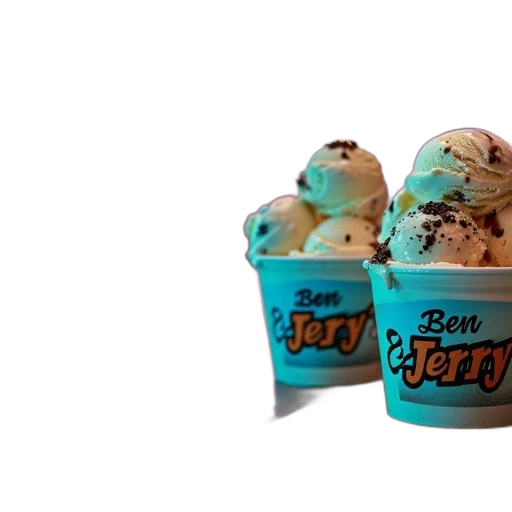food, 3d render, photorealistic, blue, two, cups, ben, jerry transparent PNG cut-out