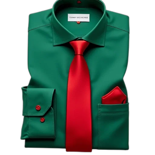 jacket, green, red, dress, shirt, tie, white, pocket transparent PNG cut-out