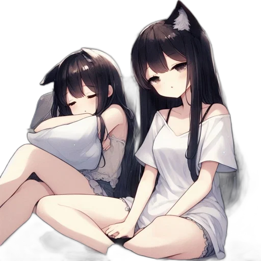 dress, anime, pixel art, concept art, fantasy art, night, monochrome, dark transparent PNG cut-out