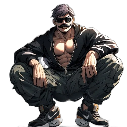 jacket, staff, concept art, comic book art, pixel art, anime, animated, figure transparent PNG cut-out
