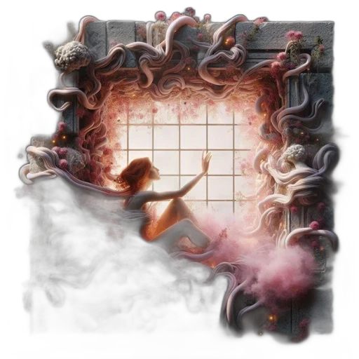 mask, concept art, fantasy art, pixel art, watercolor, fog, fire, underwater transparent PNG cut-out