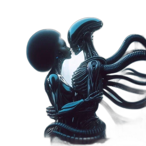 robot, creature, hair, mask, concept art, 3d render, cyberpunk, fantasy art transparent PNG cut-out