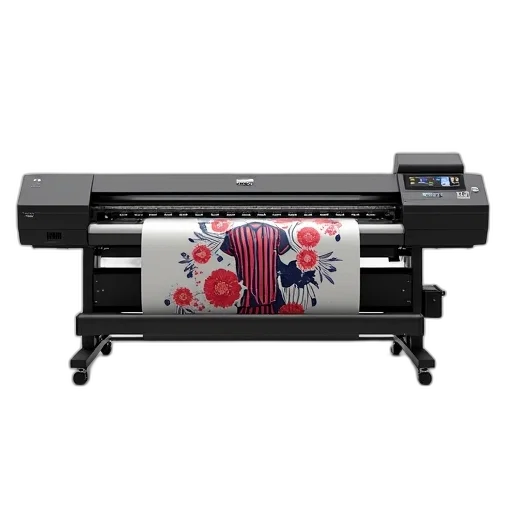 large, black, industrial, textile, printer, roll, fabric, featuring transparent PNG cut-out
