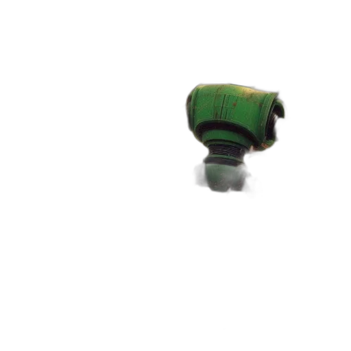 bottle, weapon, staff, robot, 3d render, concept art, photorealistic, green transparent PNG cut-out