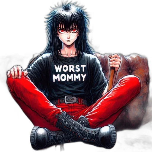 anime, comic book art, cartoon, pixel art, animated, figure, donning, worst transparent PNG cut-out