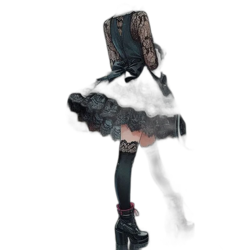 dress, robot, shoes, jacket, concept art, cyberpunk, anime, 3d render transparent PNG cut-out