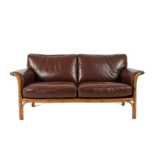 furniture, crown, 3d render, earth tones, leather, bamboo, model, sofa transparent PNG cut-out