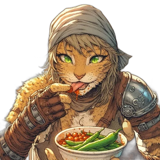 food, animal, fantasy art, pixel art, anime, concept art, earth tones, green transparent PNG cut-out