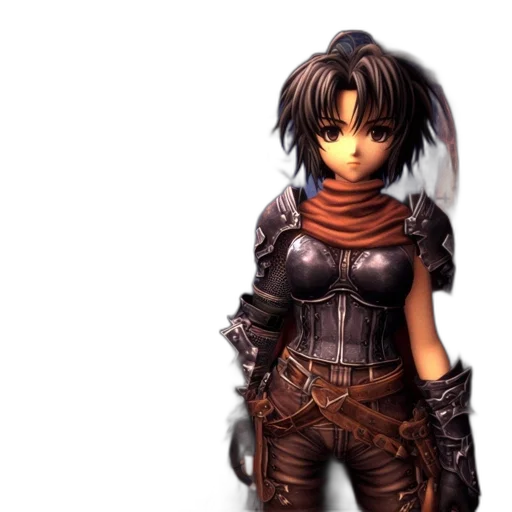 3d render, fantasy art, concept art, photorealistic, animated, woman, stands, dimly transparent PNG cut-out