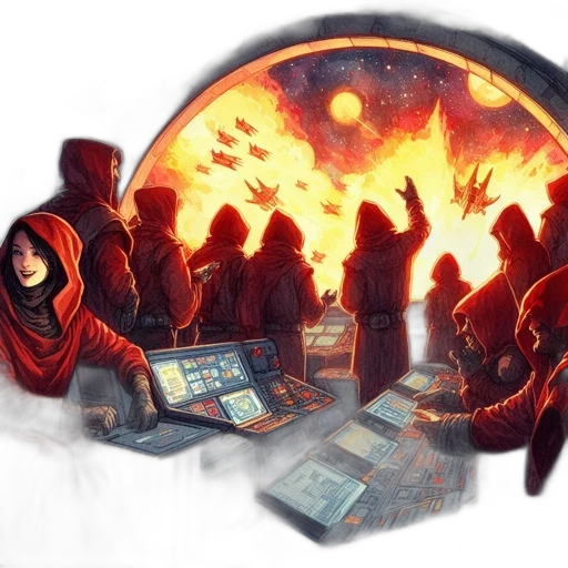 jacket, staff, concept art, fantasy art, cyberpunk, comic book art, fire, outer space transparent PNG cut-out