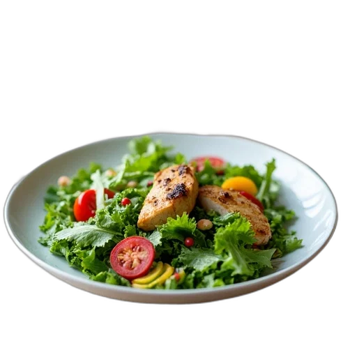food, photorealistic, 3d render, plate, mixed, greens, salad, various transparent PNG cut-out
