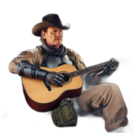 jacket, hat, weapon, animal, photorealistic, concept art, 3d render, oil painting transparent PNG cut-out