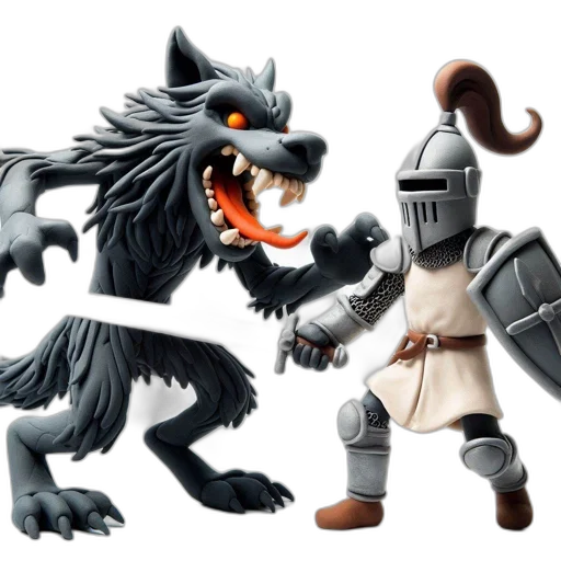 concept art, fantasy art, 3d render, comic book art, knight, battles, menacing, wolf-like transparent PNG cut-out