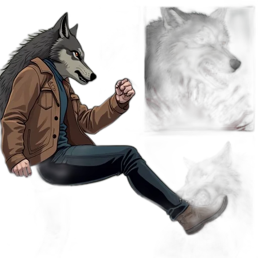 jacket, creature, animal, concept art, photorealistic, fantasy art, watercolor, monochrome transparent PNG cut-out