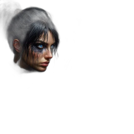 face, mask, hair, creature, concept art, fantasy art, photorealistic, pixel art transparent PNG cut-out