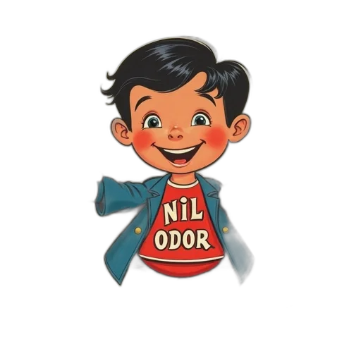 jacket, cartoon, 3d render, vintage, advertisement, featuring, character, text transparent PNG cut-out