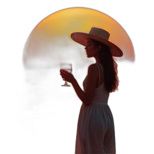 umbrella, hat, dress, staff transparent PNG cut-out