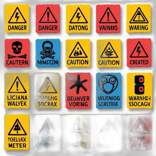 collection, colorful, warning, stickers, various, symbols, text, arranged transparent PNG cut-out