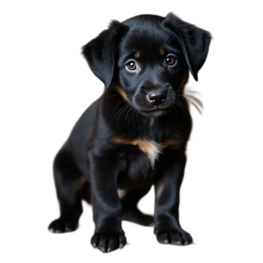 animal, staff, creature, face, photorealistic, 3d render, black, puppy transparent PNG cut-out