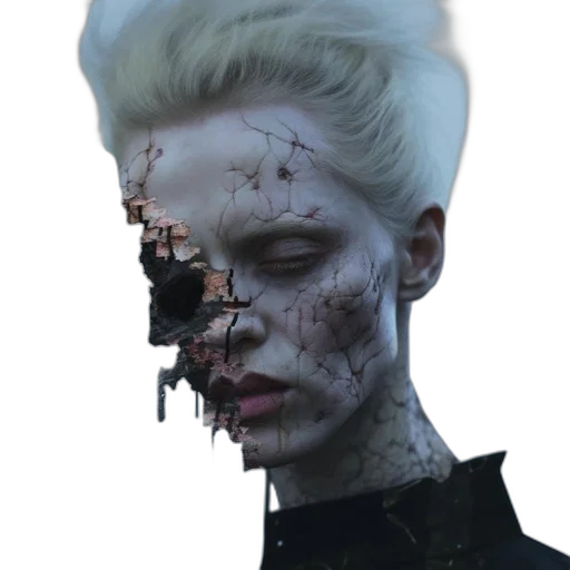 face, creature, mask, robot, cyberpunk, concept art, photorealistic, fantasy art transparent PNG cut-out