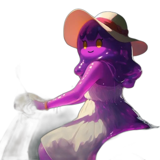hat, staff, dress, weapon, concept art, watercolor, fantasy art, vaporwave transparent PNG cut-out