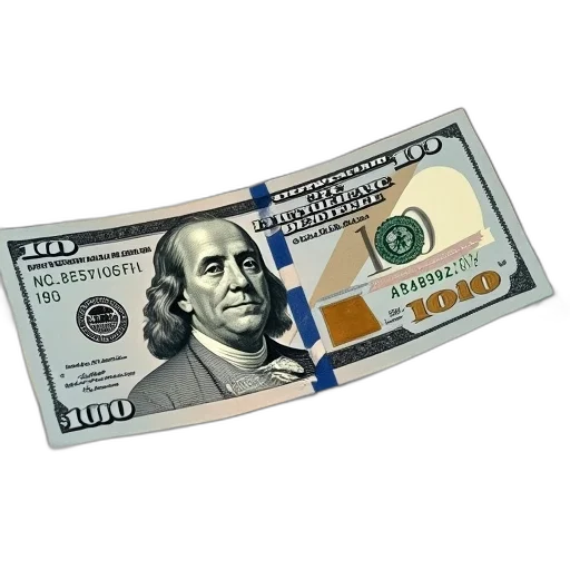 3d render, 100, cash, note transparent PNG cut-out