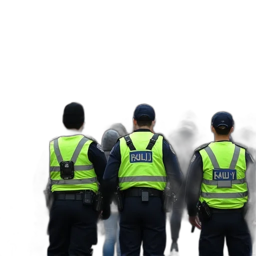 staff, jacket, fog, large, crowd, people, gathered, city transparent PNG cut-out