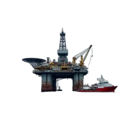 concept art, 3d render, large, oil, rig, seen, middle, ocean transparent PNG cut-out