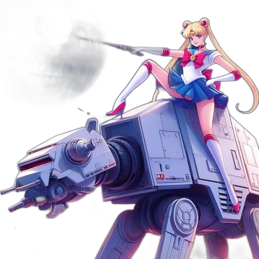 weapon, robot, concept art, anime, pixel art, vaporwave, outer space, fantasy transparent PNG cut-out