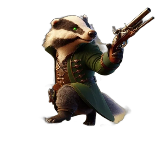 staff, animal, weapon, jacket, concept art, fantasy art, 3d render, pixel art transparent PNG cut-out