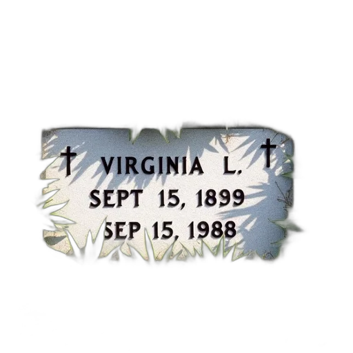 headstone, name, virginia, dates, sept, 1939, 1998, set transparent PNG cut-out