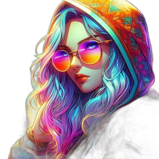 jacket, face, hat, dress, fantasy art, pixel art, photorealistic, vaporwave transparent PNG cut-out