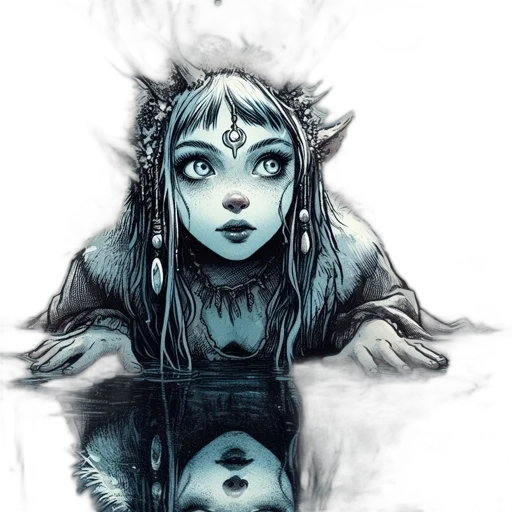 creature, face, mask, fantasy art, concept art, comic book art, watercolor, underwater transparent PNG cut-out