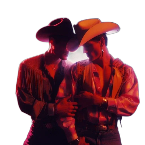 jacket, hat, neon lights, fire, two, individuals, dressed, western transparent PNG cut-out